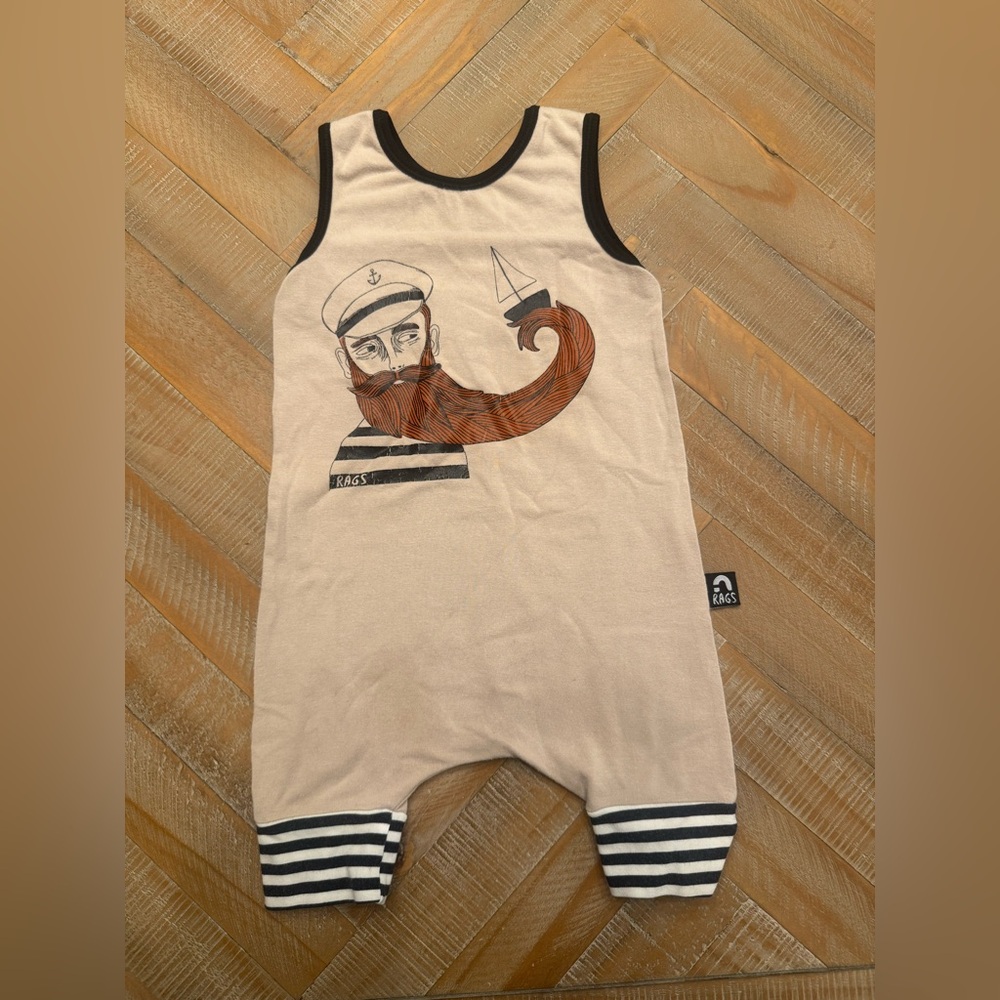 Rags to Raches Tan and Black Captain Bodysuit 6-12 month